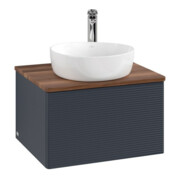 V&B Waschtischunterschrank mit Frontstruktur -Beleuchtung Antao 60x36x50cm, HL, WBP w. wal, md bl. m Lac