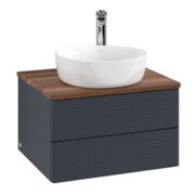 V&B Waschtischunterschrank mit Frontstruktur -Beleuchtung Antao 60x36x50cm, HL, WBP w. wal, md bl. m Lac