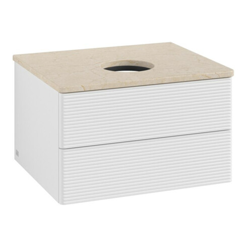 V&B Waschtischunterschrank mit Frontstruktur -Beleuchtung Antao 60x36x50cm, WBP botti., glo wh. Lac