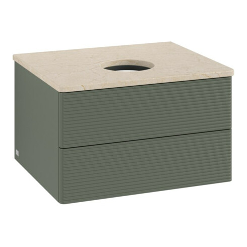 V&B Waschtischunterschrank mit Frontstruktur -Beleuchtung Antao 60x36x50cm, WBP botti., lea gre. m Lac