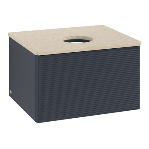 V&B Waschtischunterschrank mit Frontstruktur -Beleuchtung Antao 60x36x50cm, WBP botti., md bl. m Lac