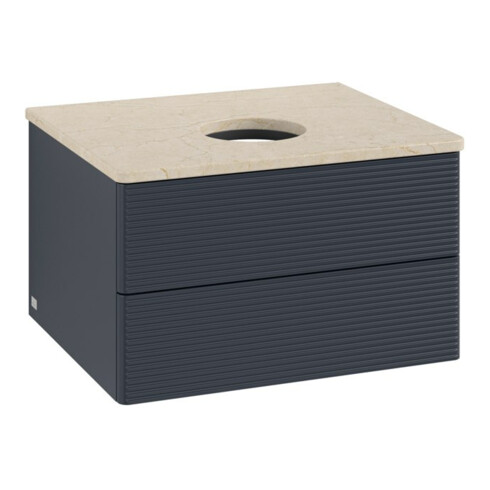 V&B Waschtischunterschrank mit Frontstruktur -Beleuchtung Antao 60x36x50cm, WBP botti., md bl. m Lac