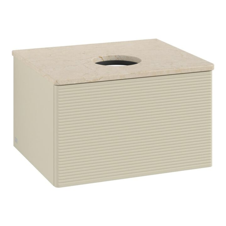 V&B Waschtischunterschrank mit Frontstruktur -Beleuchtung Antao 60x36x50cm, WBP botti., si Gr m Lac