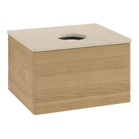 V&B Waschtischunterschrank mit Frontstruktur -Beleuchtung Antao 60x36x50cm, WBP-farbe botti., honey oak