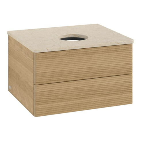 V&B Waschtischunterschrank mit Frontstruktur -Beleuchtung Antao 60x36x50cm, WBP-farbe botti., honey oak