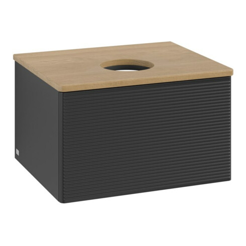 V&B Waschtischunterschrank mit Frontstruktur -Beleuchtung Antao 60x36x50cm, WBP-farbe hon. Oa, bla m Lac
