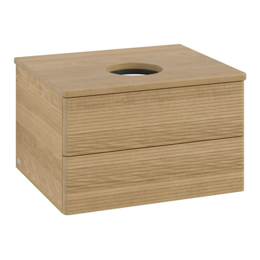V&B Waschtischunterschrank mit Frontstruktur -Beleuchtung Antao 60x36x50cm, WBP-farbe hon. Oa, honey oak