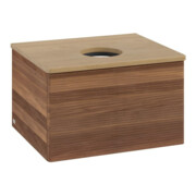 V&B Waschtischunterschrank mit Frontstruktur -Beleuchtung Antao 60x36x50cm, WBP-farbe hon. Oa, w. walnut