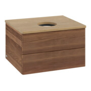 V&B Waschtischunterschrank mit Frontstruktur -Beleuchtung Antao 60x36x50cm, WBP-farbe hon. Oa, w. walnut-4