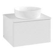 V&B Waschtischunterschrank mit Frontstruktur -Beleuchtung Antao 60x36x50cm, WBP-farbe Lac, glo wh. Lac