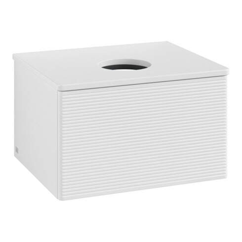 V&B Waschtischunterschrank mit Frontstruktur -Beleuchtung Antao 60x36x50cm, WBP-farbe Lac, glo wh. Lac