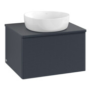 V&B Waschtischunterschrank mit Frontstruktur -Beleuchtung Antao 60x36x50cm, WBP-farbe Lac, md bl. m Lac