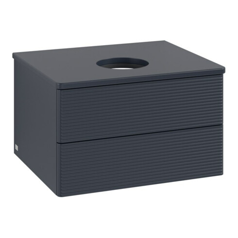 V&B Waschtischunterschrank mit Frontstruktur -Beleuchtung Antao 60x36x50cm, WBP-farbe Lac, md bl. m Lac