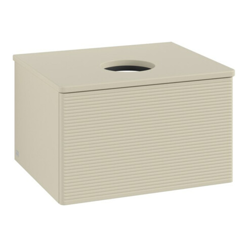 V&B Waschtischunterschrank mit Frontstruktur -Beleuchtung Antao 60x36x50cm, WBP-farbe Lac, si Gr m Lac