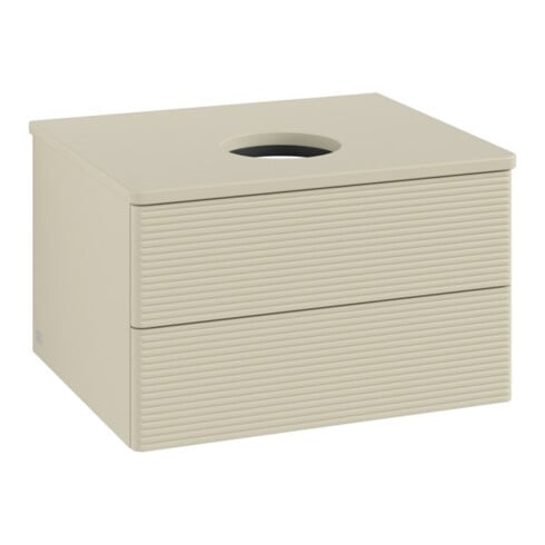 V&B Waschtischunterschrank mit Frontstruktur -Beleuchtung Antao 60x36x50cm, WBP-farbe Lac, si Gr m Lac