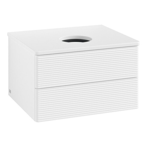 V&B Waschtischunterschrank mit Frontstruktur -Beleuchtung Antao 60x36x50cm, WBP-farbe Lac, wh. m lacquer