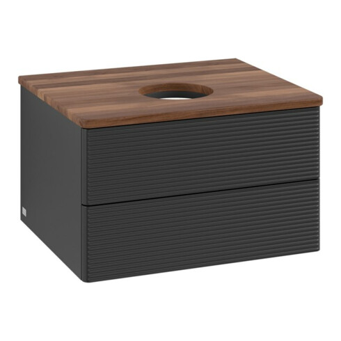 V&B Waschtischunterschrank mit Frontstruktur -Beleuchtung Antao 60x36x50cm, WBP-farbe w. wal, bla m Lac