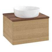 V&B Waschtischunterschrank mit Frontstruktur -Beleuchtung Antao 60x36x50cm, WBP-farbe w. wal, honey oak