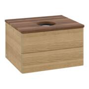 V&B Waschtischunterschrank mit Frontstruktur -Beleuchtung Antao 60x36x50cm, WBP-farbe w. wal, honey oak