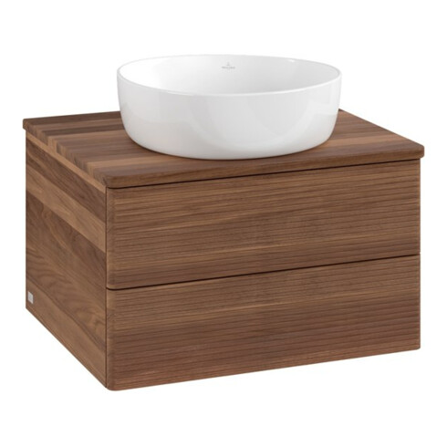 V&B Waschtischunterschrank mit Frontstruktur -Beleuchtung Antao 60x36x50cm, WBP-farbe w. wal, w. walnut