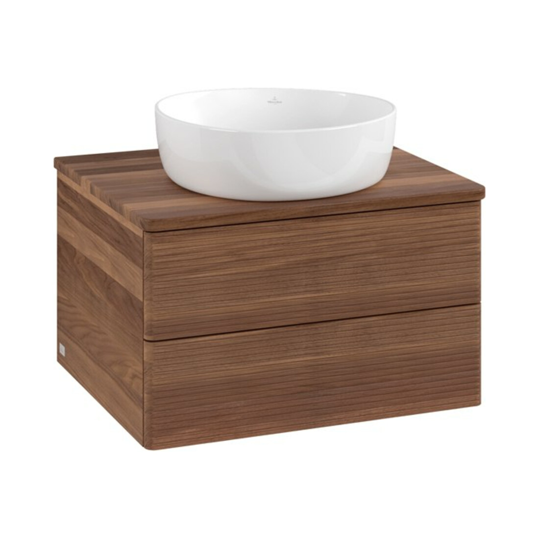 V&B Waschtischunterschrank mit Frontstruktur -Beleuchtung Antao 60x36x50cm, WBP-farbe w. wal, w. walnut