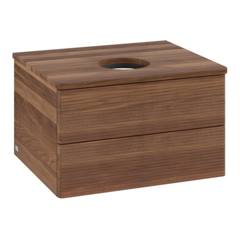 V&B Waschtischunterschrank mit Frontstruktur -Beleuchtung Antao 60x36x50cm, WBP-farbe w. wal, w. walnut