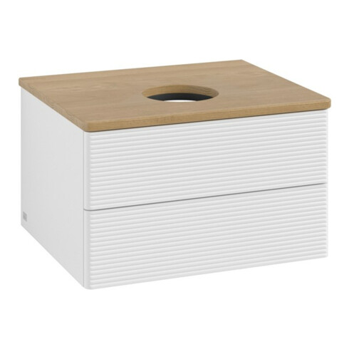 V&B Waschtischunterschrank mit Frontstruktur -Beleuchtung Antao 60x36x50cm, WBP hon. Oa, glo wh. Lac