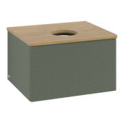 V&B Waschtischunterschrank mit Frontstruktur -Beleuchtung Antao 60x36x50cm, WBP hon. Oa, lea gre. m Lac