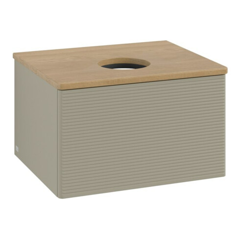 V&B Waschtischunterschrank mit Frontstruktur -Beleuchtung Antao 60x36x50cm, WBP hon. Oa, st. Gr m Lac