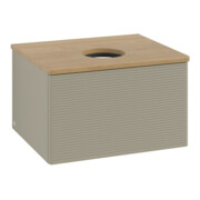 V&B Waschtischunterschrank mit Frontstruktur -Beleuchtung Antao 60x36x50cm, WBP hon. Oa, st. Gr m Lac