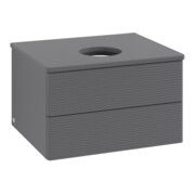 V&B Waschtischunterschrank mit Frontstruktur -Beleuchtung Antao 60x36x50cm, WBP Lac, Anthrac. m Lac