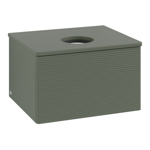 V&B Waschtischunterschrank mit Frontstruktur -Beleuchtung Antao 60x36x50cm, WBP Lac, lea gre. m Lac