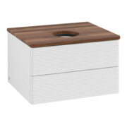 V&B Waschtischunterschrank mit Frontstruktur -Beleuchtung Antao 60x36x50cm, WBP w. wal, glo wh. Lac