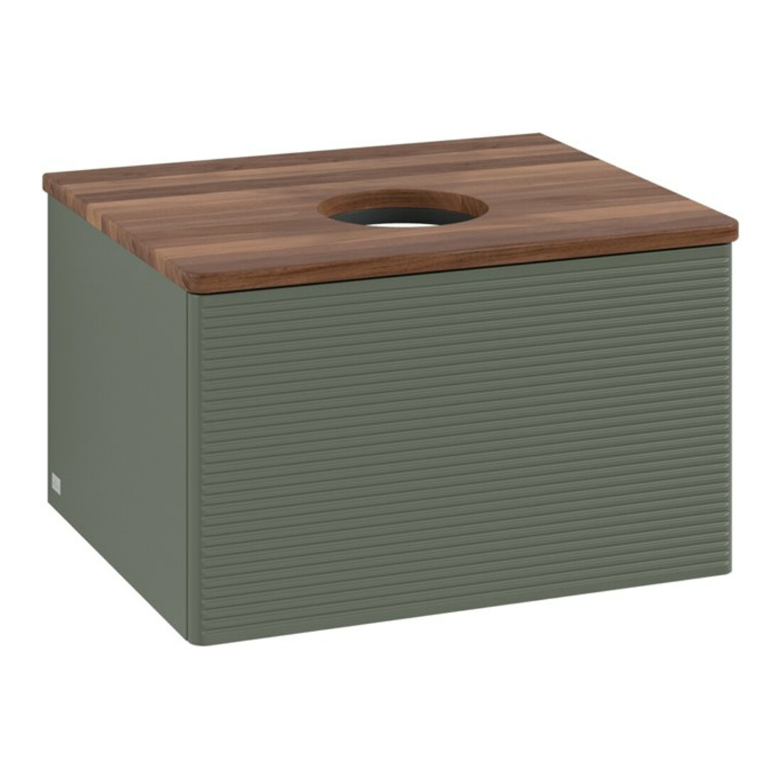 V&B Waschtischunterschrank mit Frontstruktur -Beleuchtung Antao 60x36x50cm, WBP w. wal, lea gre. m Lac