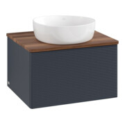 V&B Waschtischunterschrank mit Frontstruktur -Beleuchtung Antao 60x36x50cm, WBP w. wal, md bl. m Lac