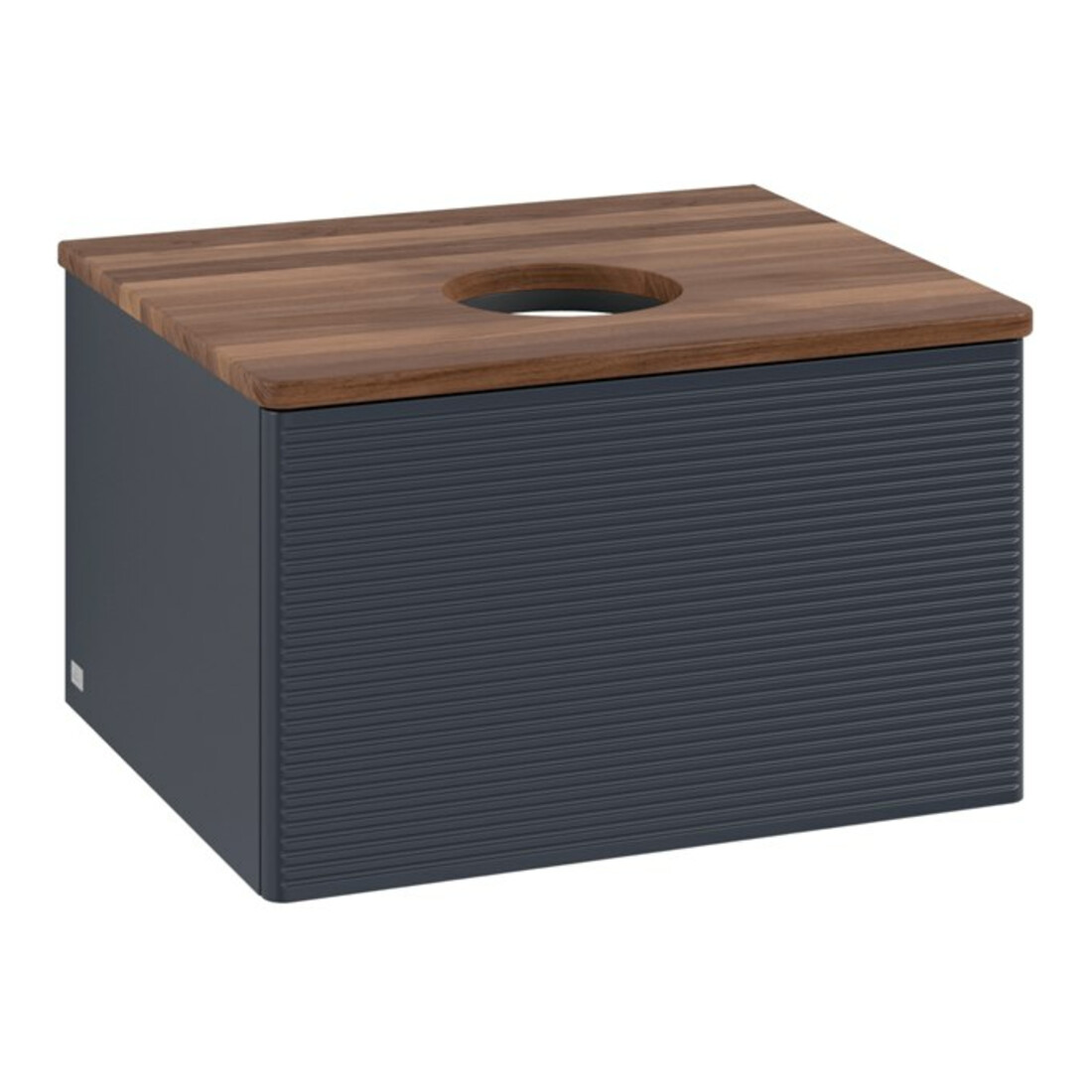 V&B Waschtischunterschrank mit Frontstruktur -Beleuchtung Antao 60x36x50cm, WBP w. wal, md bl. m Lac