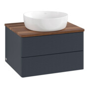 V&B Waschtischunterschrank mit Frontstruktur -Beleuchtung Antao 60x36x50cm, WBP w. wal, md bl. m Lac