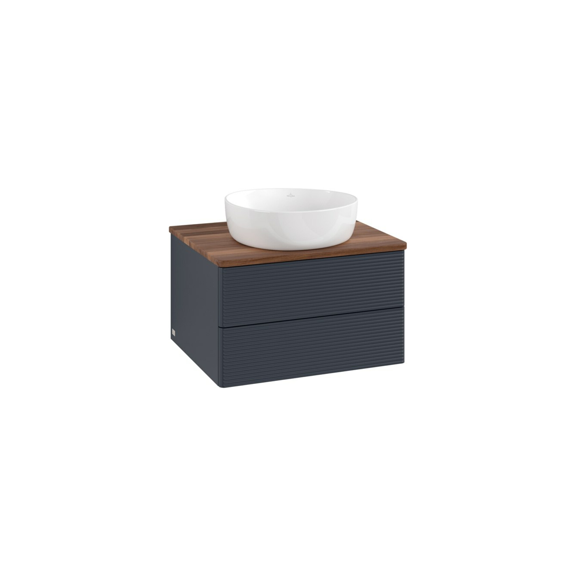 V&B Waschtischunterschrank mit Frontstruktur -Beleuchtung Antao 60x36x50cm, WBP w. wal, md bl. m Lac ; Villeroy & Boch
