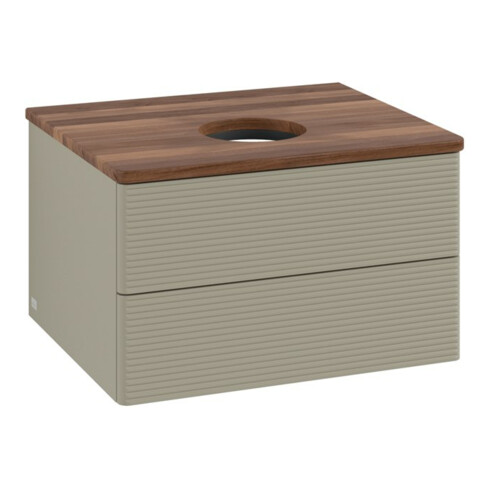 V&B Waschtischunterschrank mit Frontstruktur -Beleuchtung Antao 60x36x50cm, WBP w. wal, st. Gr m Lac