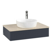 V&B Waschtischunterschrank mit Frontstruktur -Beleuchtung Antao 80x19x50cm, HL, WBP botti., md bl. m Lac