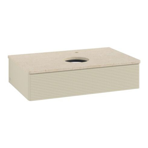 V&B Waschtischunterschrank mit Frontstruktur -Beleuchtung Antao 80x19x50cm, HL, WBP botti., si Gr m Lac