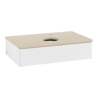 V&B Waschtischunterschrank mit Frontstruktur -Beleuchtung Antao 80x19x50cm, HL, WBP botti., wh. m Lac