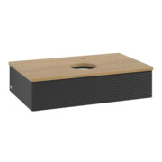 V&B Waschtischunterschrank mit Frontstruktur -Beleuchtung Antao 80x19x50cm, HL, WBP hon. Oa, bla m Lac