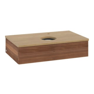 V&B Waschtischunterschrank mit Frontstruktur -Beleuchtung Antao 80x19x50cm, HL, WBP hon. Oa, w. wal