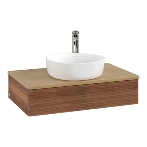 V&B Waschtischunterschrank mit Frontstruktur -Beleuchtung Antao 80x19x50cm, HL, WBP hon. Oa, w. wal