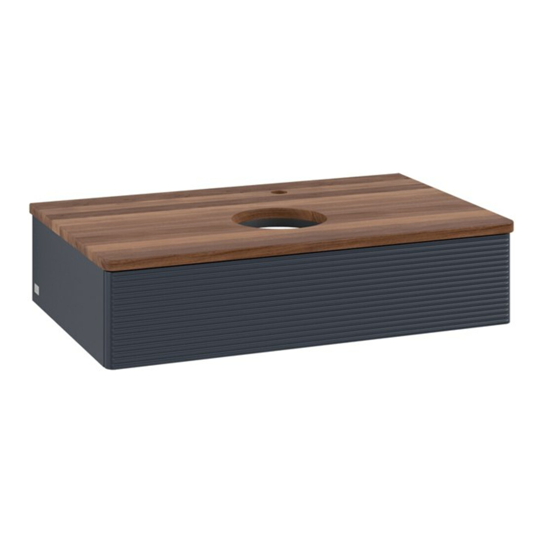 V&B Waschtischunterschrank mit Frontstruktur -Beleuchtung Antao 80x19x50cm, HL, WBP w. wal, md bl. m Lac