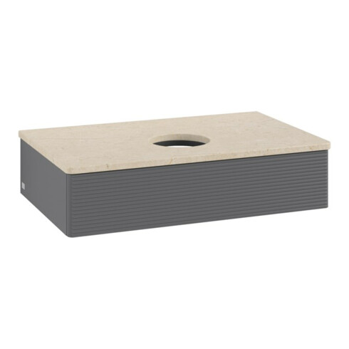 V&B Waschtischunterschrank mit Frontstruktur -Beleuchtung Antao 80x19x50cm, WBP botti., Anthrac. m Lac
