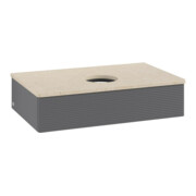 V&B Waschtischunterschrank mit Frontstruktur -Beleuchtung Antao 80x19x50cm, WBP botti., Anthrac. m Lac