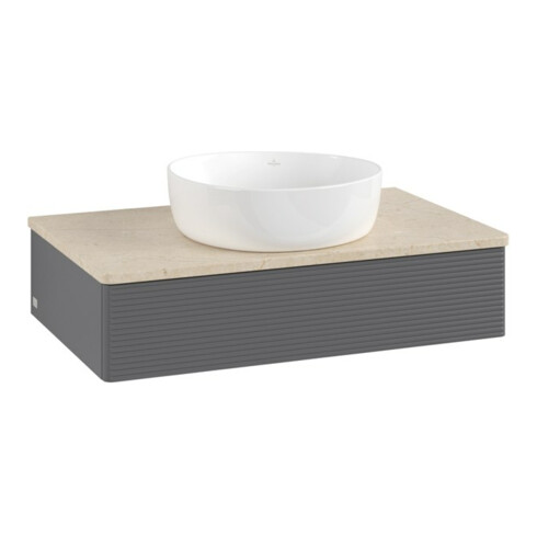 V&B Waschtischunterschrank mit Frontstruktur -Beleuchtung Antao 80x19x50cm, WBP botti., Anthrac. m Lac