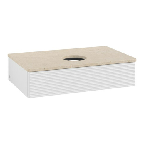 V&B Waschtischunterschrank mit Frontstruktur -Beleuchtung Antao 80x19x50cm, WBP botti., glo wh. Lac